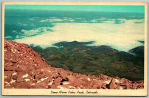 View From Pike's Peak Colorado Springs CO UNP Unused Chrome Postcard G3