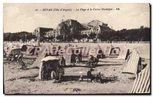 Old Postcard Royan The Beach And The Municipal Casino