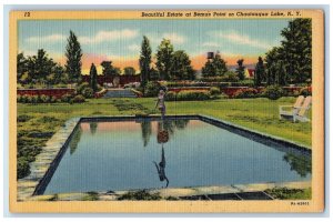 c1940's Beautiful Estate at Bemus Point on Chautauqua Lake NY Postcard 