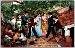 Sevilla En La Huerta Del Lie Millinars Men & Women Fight Scene Postcard