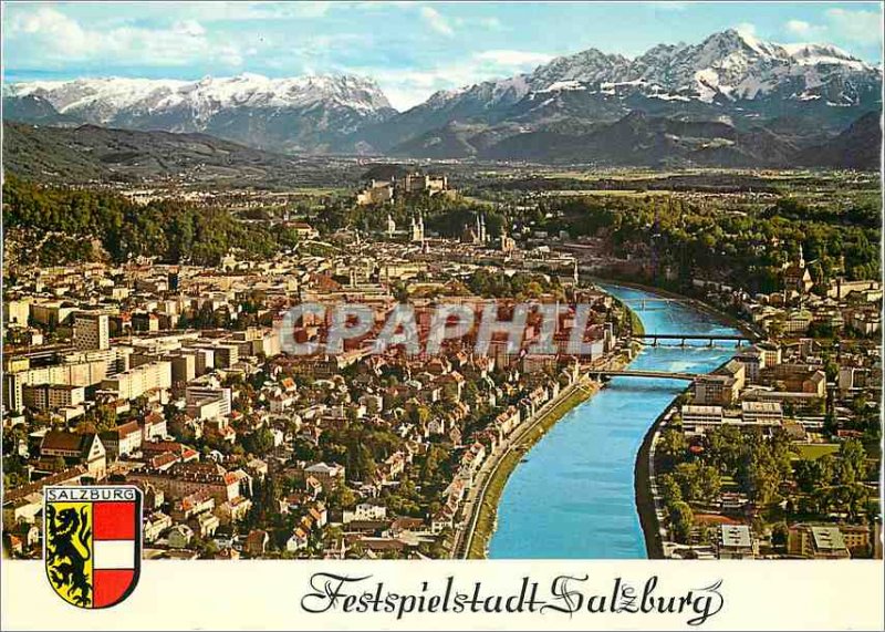 Postcard Modern Festspielstadt Salzburg Tennengebirge und mit Hohen Goll Austira