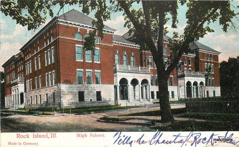 1908 ROCK ISLAND ILLINOIS High School Putnam postcard 843