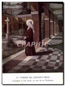 Postcard Old St. Therese of the child Jesus contemplates the starry sky at ni...