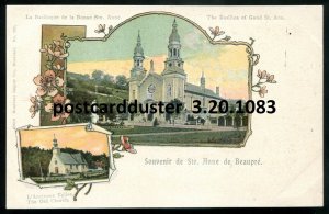 h3490 - ST. ANNE DE BEAUPRE Quebec Postcard 1900s Litho Multiview Basilica