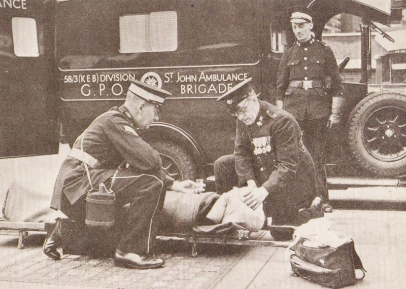 St Johns Ambulance Brigade in 1930s Stretcher KEB Division Royal Mail Postcard