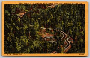Loop Over On Newfound Gap Hwy In Great Smoky Mountains Natl Park~Linen Postcard