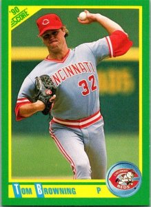 1990 Score Baseball Card Tom Browning Cincinnati Reds sk2736