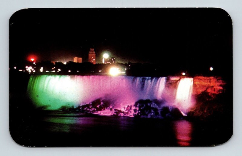 American Bridal Veil Falls Night View From Canadian Side Postcard UNP VTG Unused 