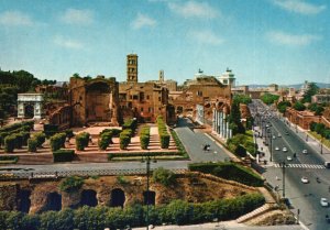 Postcard Via Dei Fori Imperiali Road in The Center Of The City Rome, Italy