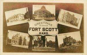 Great Multi-View RPPC Postcard Greetings from Fort Scott KS posted 1913