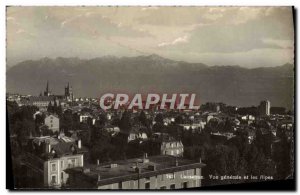 Old Postcard Lausanne Vue Generale And The Alps