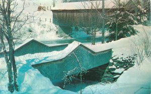 Waterville Vermont Lamoille River Covered Bridge Chrome Postcard Unused