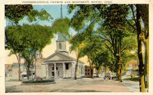 CT - Mystic. Congregational Church and Monument