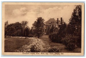 1913 Directors Home Dom Government Exp Farm Ottawa Canada Posted Postcard