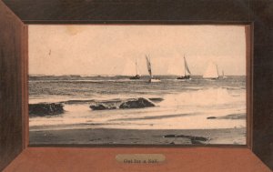 Vintage Postcard Out Of Sailing Boat Landscape Block Island Rhode Island RI