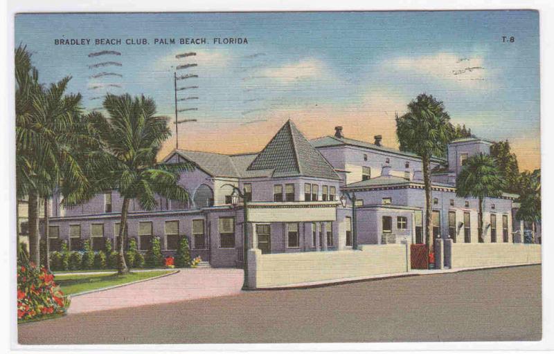 Bradley Beach Club Palm Beach Florida postcard