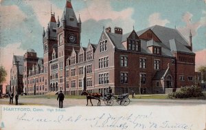 High School, Hartford, Connecticut, Very Early Postcard, Unused