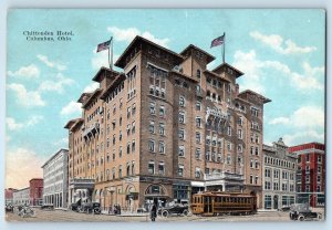 1910 Columbus Ohio Vintage Postcard Chittenden Hotel Streetcar Building Unposted