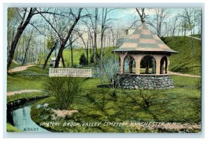 c1920s Cemetery Brook, Valley Cemetery, Manchester New Hampshire NH Postcard 