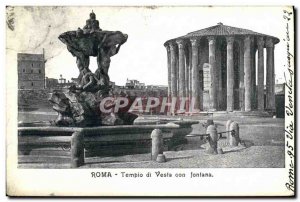 Old Postcard Roma Tempio di Vesta con fontana