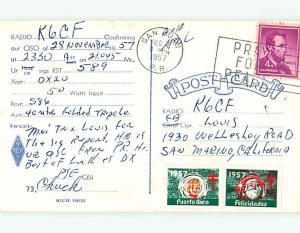 1957 vintage QSL HAM RADIO CARD Rio Piedras t1851