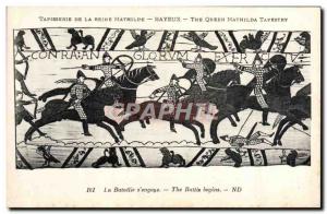 Old Postcard Tapestry of Queen Mathilde Bayeux Battle s & # 39engage