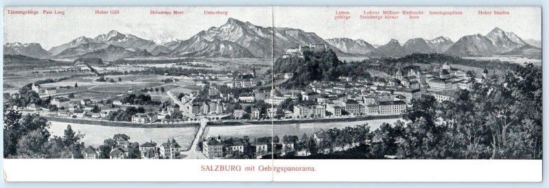 Double Postcard SALZBURG, AUSTRIA Panorama& HOTEL KAISERIN ELISABETH Advertising