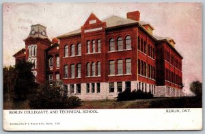 Postcard c1906 Berlin Collegiate and Technical School Kitchener Ontario Warwick