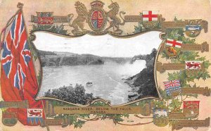 Niagara River Below the Falls Canada Provincial Flags Border 1910 postcard