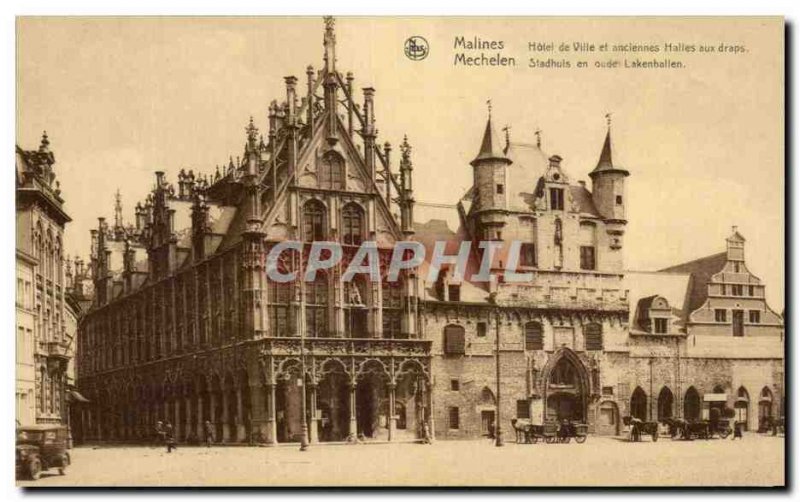 Postcard Mechelen Old Town Hotel and old Cloth Hall