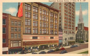 Vintage Postcard 1954 F.W Woolworth Co Important Business Section Utica New York