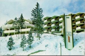 Radium Hot Springs Lodge Radium BC Winter Scene Ad Unused Postcard D64