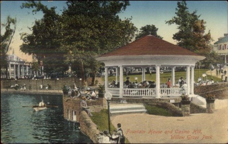 Willow Grove Park PA Fountain House & Casino Hill c1910 Postcard