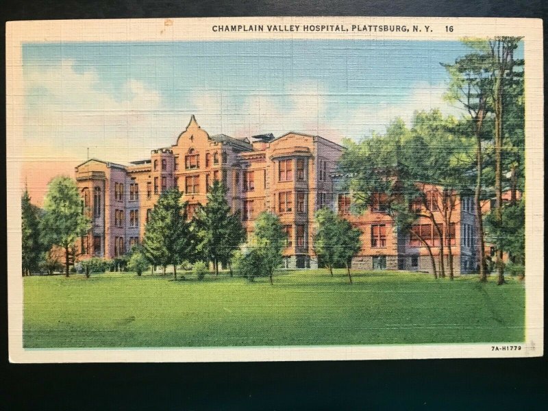 Vintage Postcard 1937 Champlain Valley Hospital Plattsburg New York