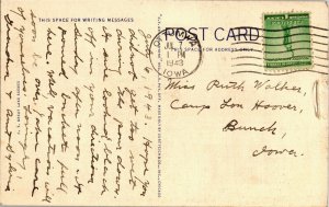 Canoeing, Greetings from Lake Wapello IA Vintage Linen Postcard C39