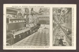 MARIETTA OHIO THE LEADER RESTAURANT KITCHEN VINTAGE ADVERTISING POSTCARD