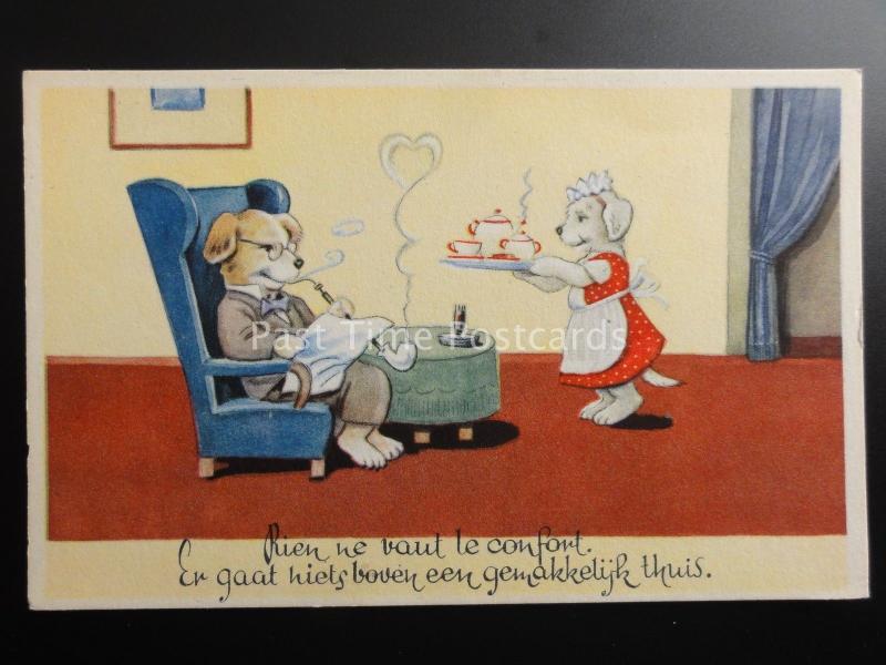 Belgium Comic Postcard SMOKING DOG Rien ne vaut le confort, Old Postcard