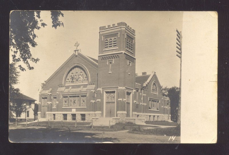 RPPC STORM LAKE IOWA METHODIST CHURCH BUILDING 1909 REAL PHOTO POSTCARD