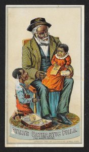 VICTORIAN TRADE CARD Ayer's Cathartic Pills Blacks