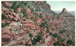 Vintage Postcard 1920s Zig-Zags Bright Angel Trail Grand Canyon National Park AZ