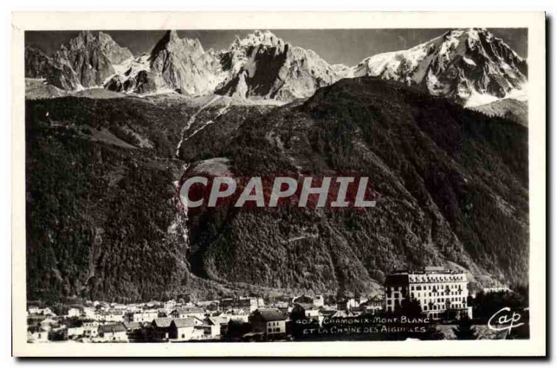 Old Postcard Chamonix Mont Blanc and the Chaine des Aiguillles