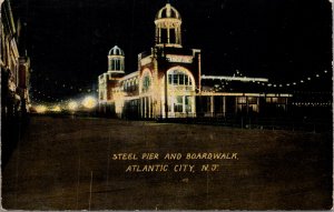 Postcard Steel Pier and Boardwalk in Atlantic City, New Jersey
