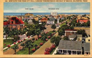 Texas Galveston Birds Eye View From City Hall Looking Towards Beach and Gulf ...