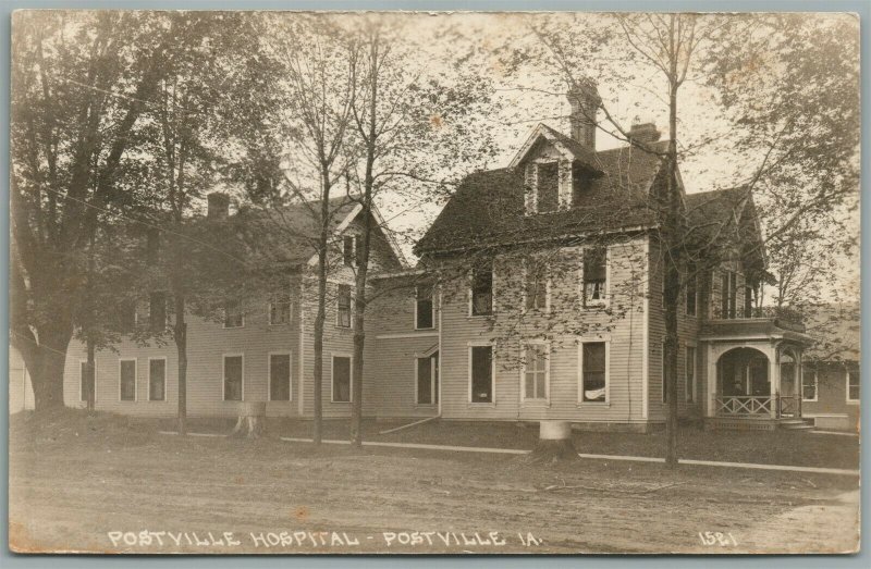 POSTVILLE IA HOSPITAL ANTIQUE REAL PHOTO POSTCARD RPPC