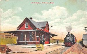 Southwick MA Railroad Station Train Depot in 1911 Postcard