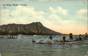 Waikiki Honolulu HI Surf Riding Mailed by HP Wood Hawaii Promotion Committee