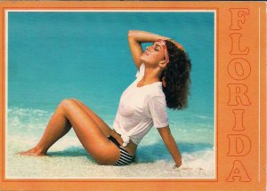 Beautiful Young Woman on Florida Beach 1985 Wet T-Shirt CONTINENTAL
