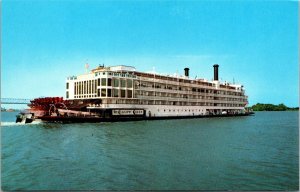 Vtg Stern-wheeler The Mississippi Queen River Boat Steamboat Postcard
