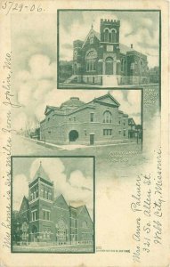 Joplin Missouri 1st Baptist Church Christian Presbyterian 1906 Postcard 6107