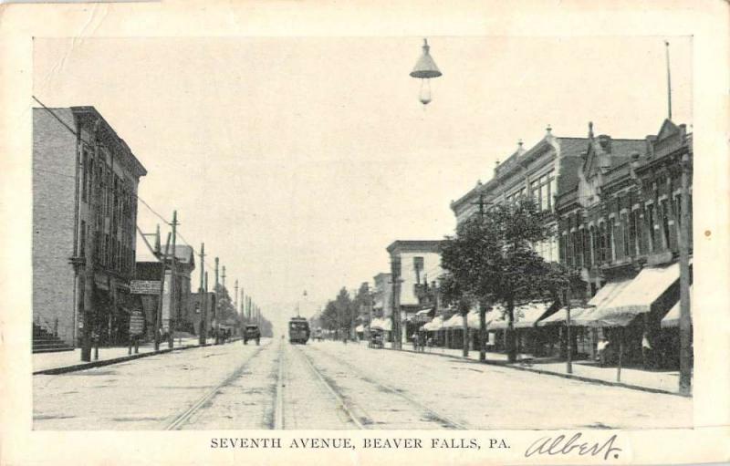 Beaver Falls Pennsylvania Seventh Avenue Historic Bldgs Antique Postcard K99626